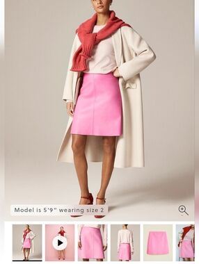 J.crew Collection Fairfax skirt 100% leather Barbie Pink Fuchsia Snapdragon 2